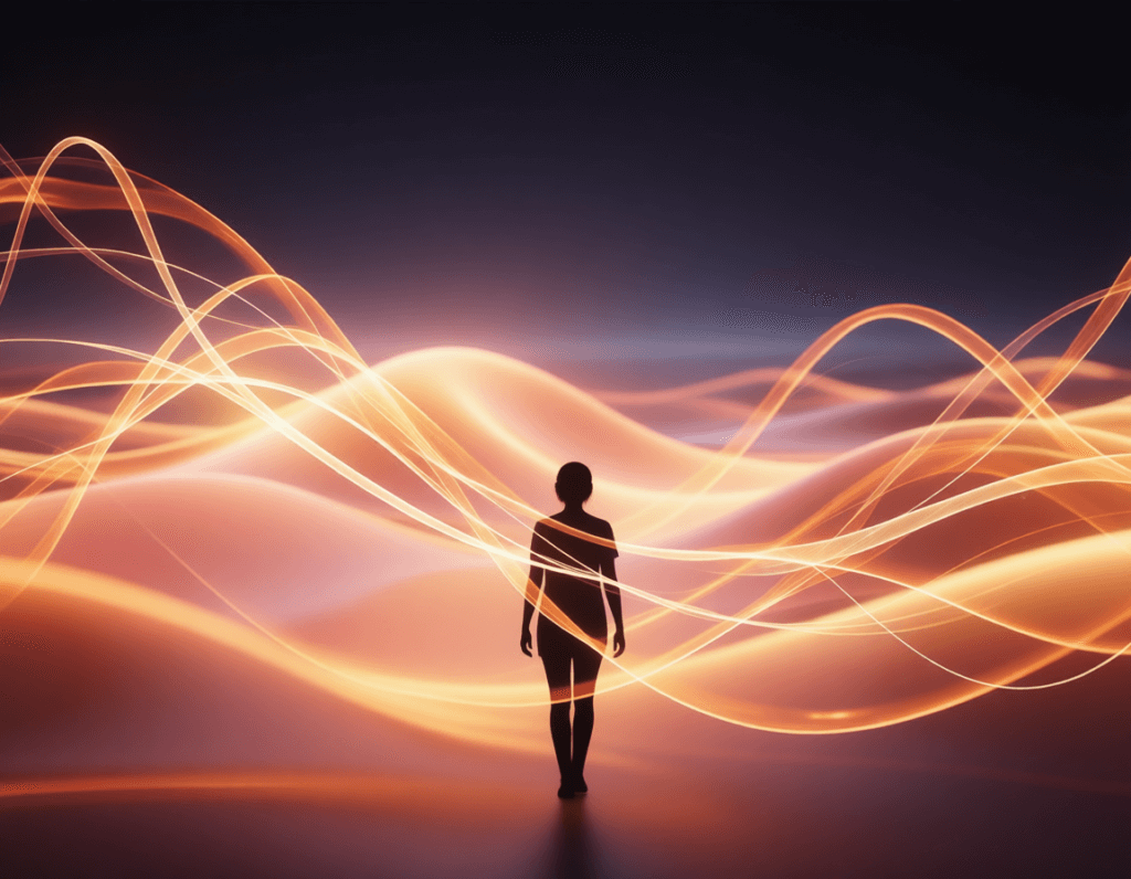 Person geht einen KI-Lichtweg, der den Start ins Affiliate Marketing 2026 symbolisiert.