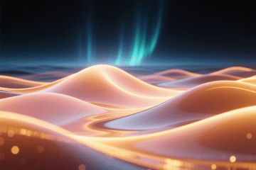 Warme abstrakte KI-Lichtwellen für Affiliate Marketing mit KI 2026.